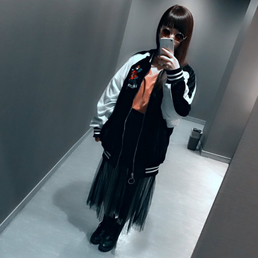 Black Sheer Pleated Tulle Maxi Skirt